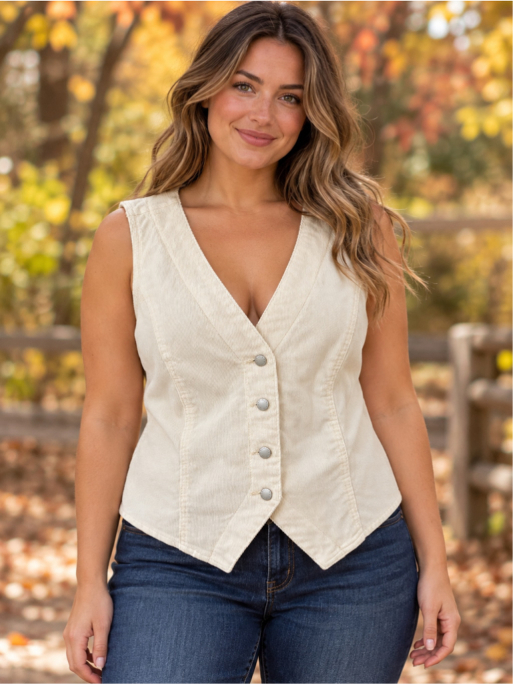 Women's Universal Thread Beige Button-Front Vest Size XL